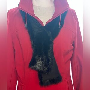 New with tags Black genuine Fur Trim scarf